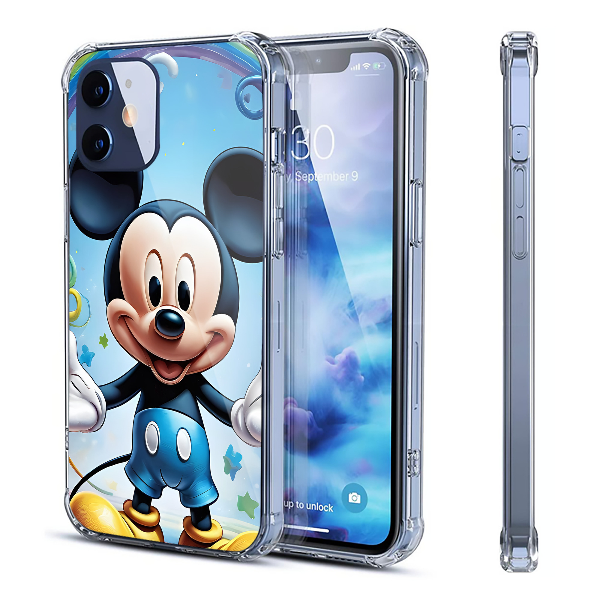（画像用） ミッキーマウス Mickey Mouse 【iPhone 12シリーズ対応】透明スマホケース（クリアソフトケース）